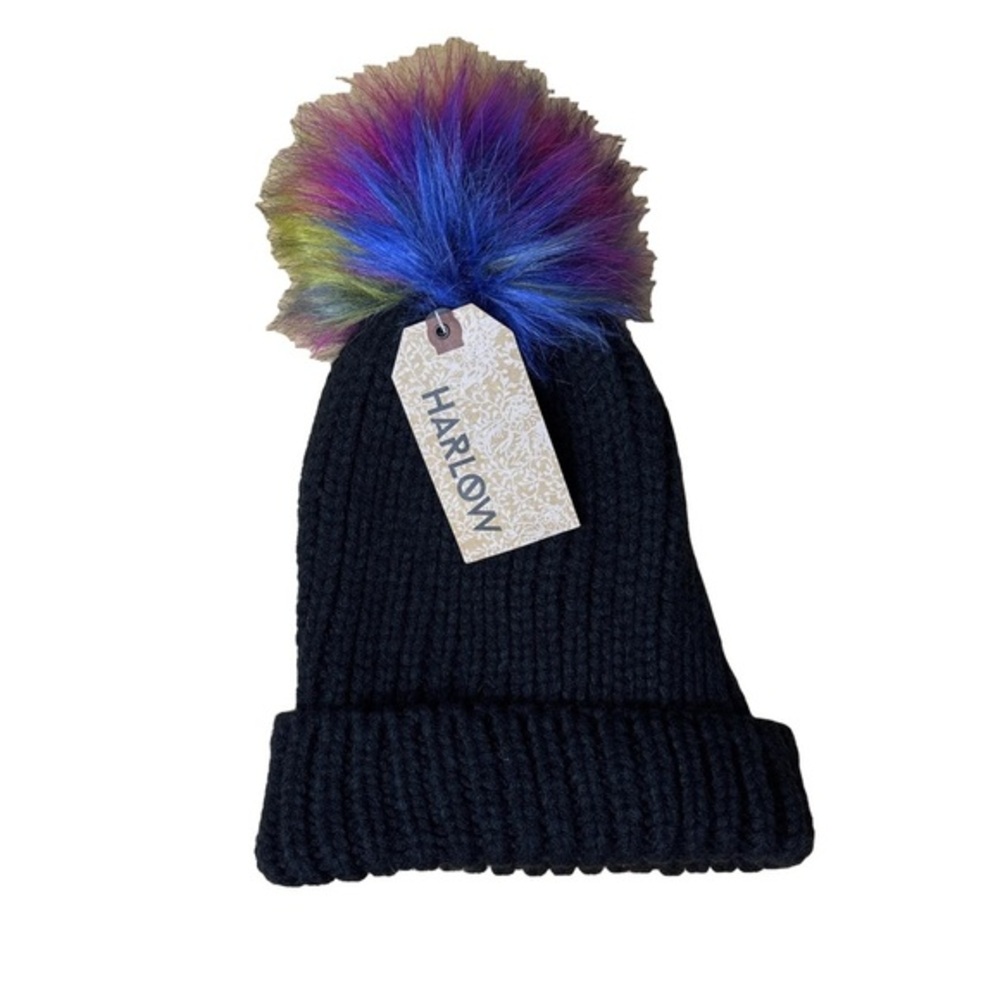 ⭐️ NWT - Harlow black toque with colourful pom pom